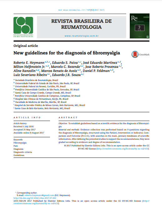 Nuevas guías para el diagnóstico de fibromialgia (2017) Sociedad Brasilera de Reumatología